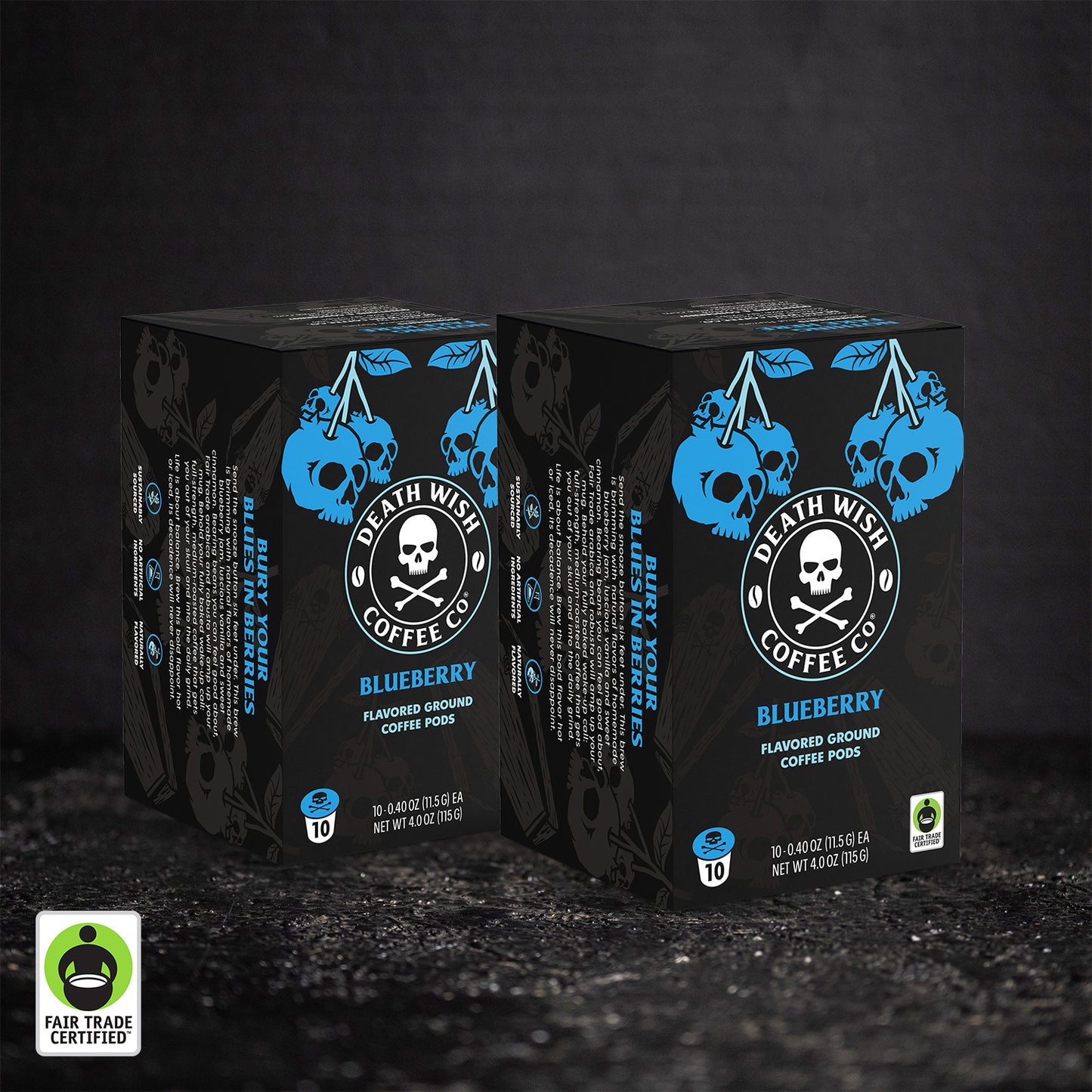 Death Wish Coffee Blueberry Flavored Single-Serve Pods - 20 Count.