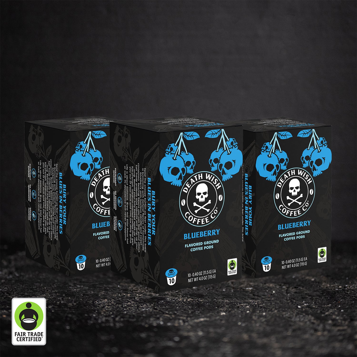 Death Wish Coffee Blueberry Flavored Single-Serve Pods - 30 Count.