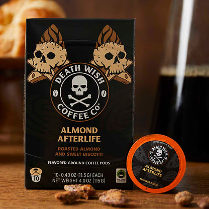 Death Wish Coffee Almond Biscotti Flavored Single-Serve Coffee Pods