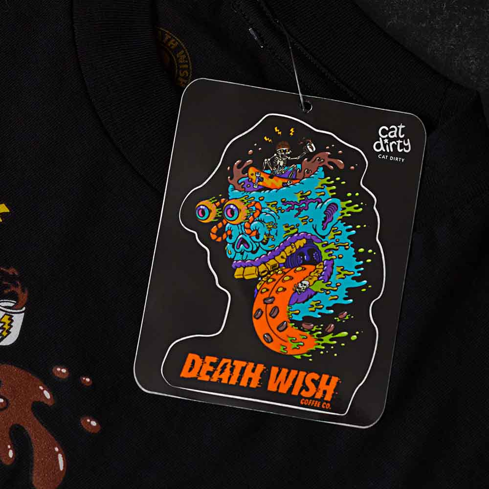Death Wish Coffee x Cat Dirty Artist Series Long Sleeve - Hangtag Sticker