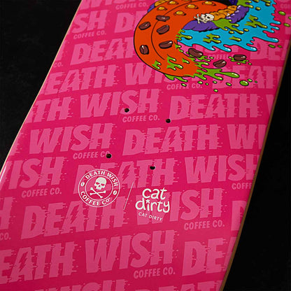 Death Wish Coffee x Cat Dirty - Pink Skateboard - Logo Lockup Detail
