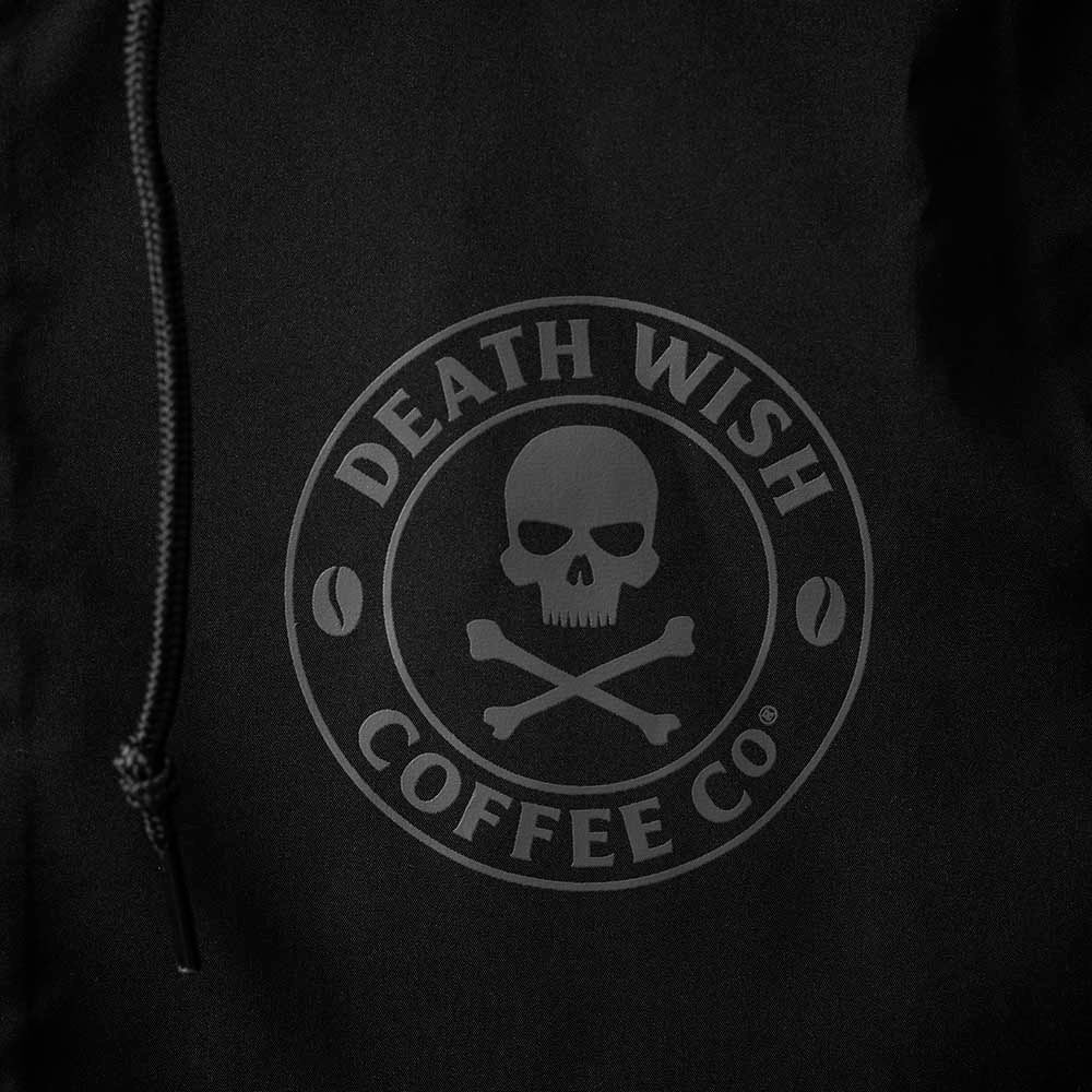 Death Wish Coffee Shadow Windbreaker - Front Logo Detail and Drawstring