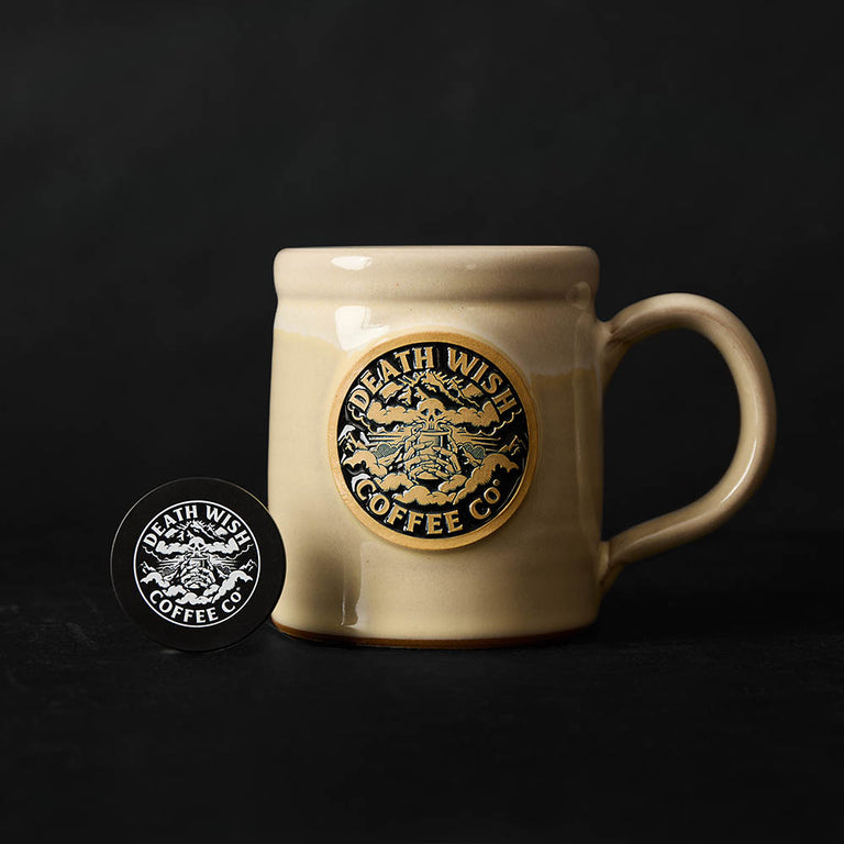 Shop the Death Wish Coffee Shrouded Mountain Mug and matching Compass.