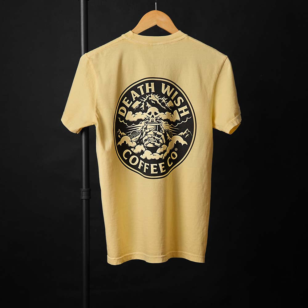 The back of the Death Wish Coffee Higher Ground Tee.