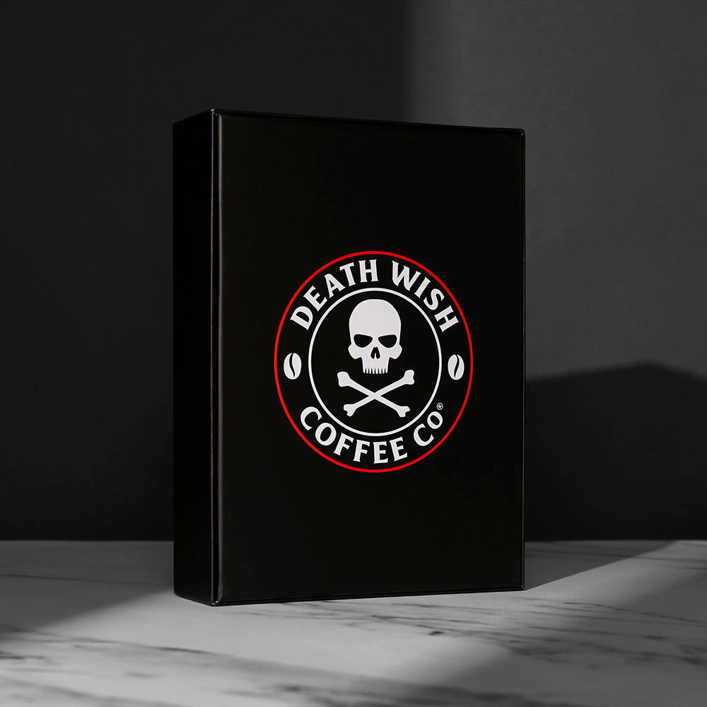The back of the Death Wish Coffee Puzzled Past Advent Calendar box.