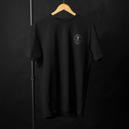 The front of the Death Wish Coffee Signature Shadow Tee.