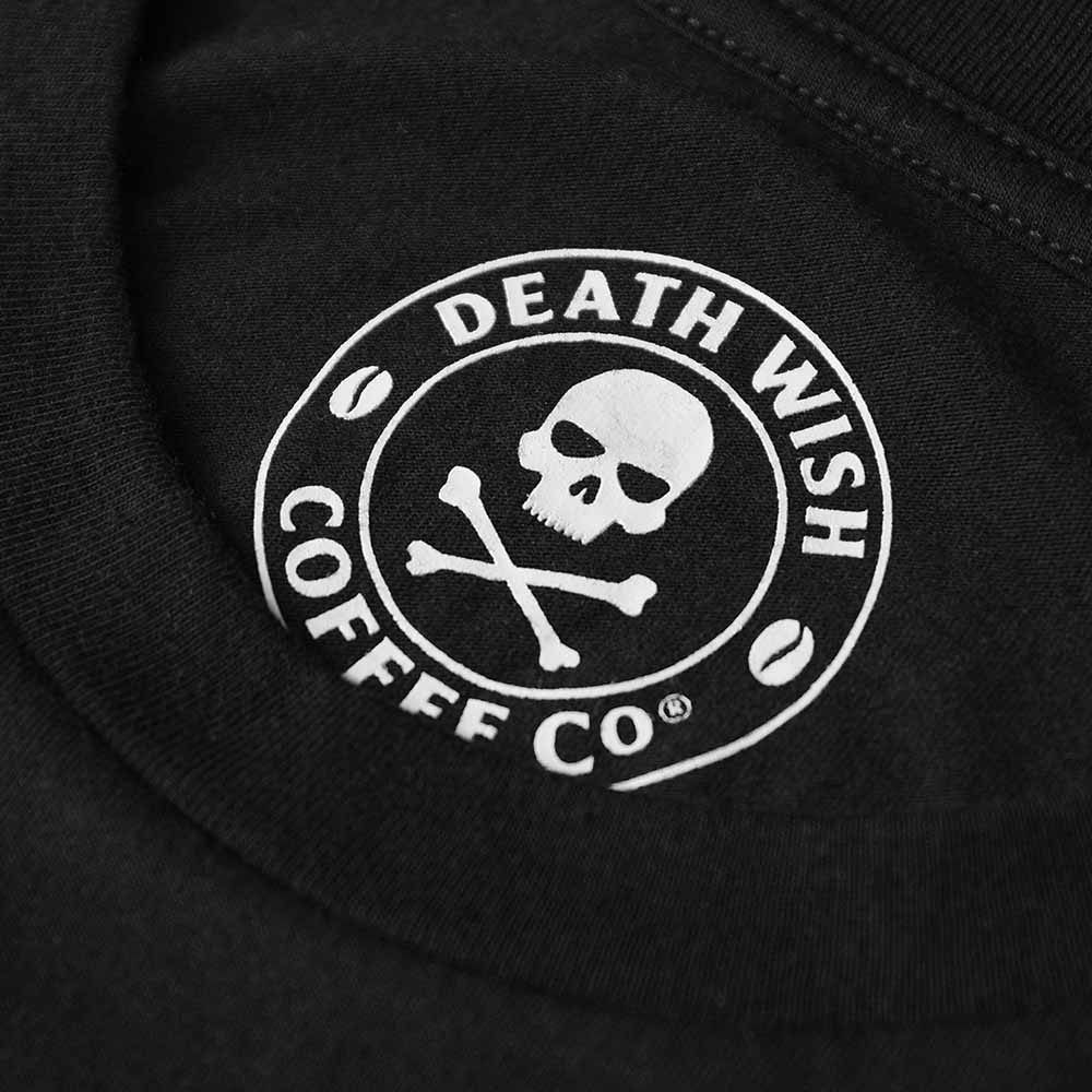The inner neck label of the Death Wish Coffee Signature Boxy Tee.