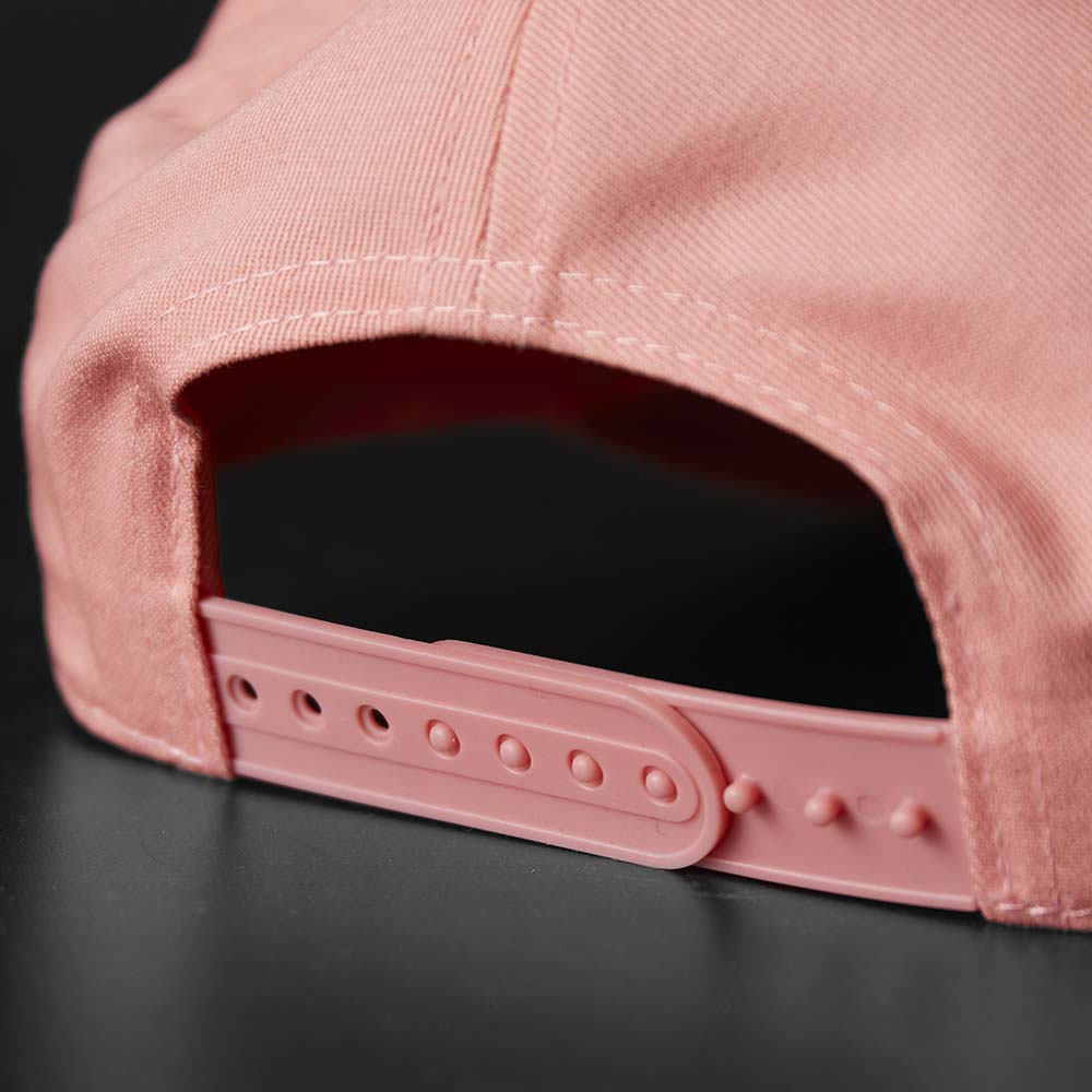 The back of the Death Wish Coffee Pink Rebellious By Nature Snapback.