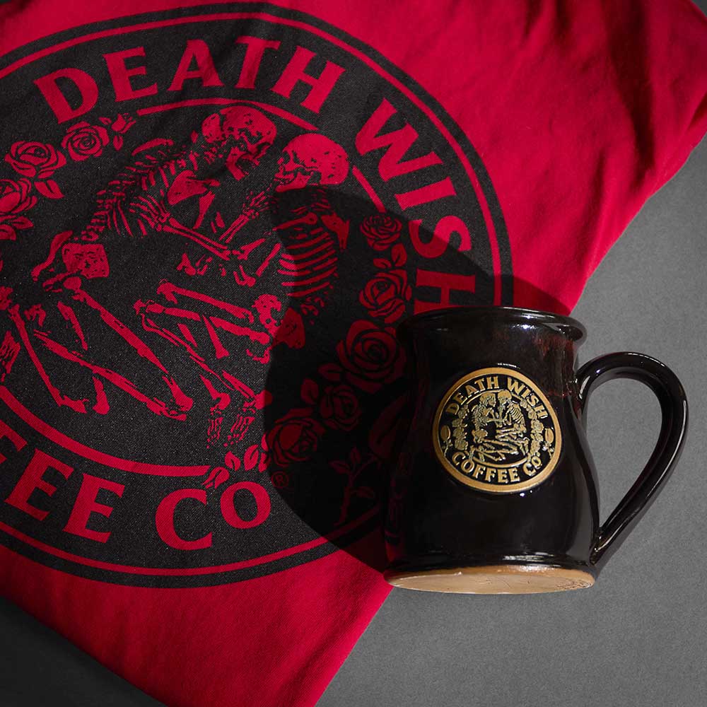 The Death Wish Coffee Lovers Long Sleeve with the matching mug sold separately.