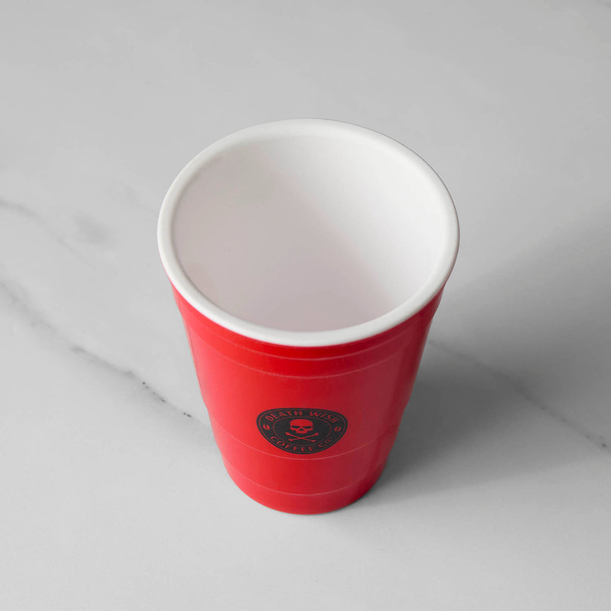 A top down view of the Death Wish Coffee Boos Cruise Silicone Cup.