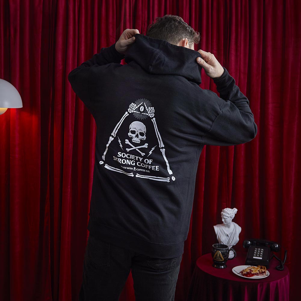 Death Wish Coffee Society Insignia Hoodie - Back on Model