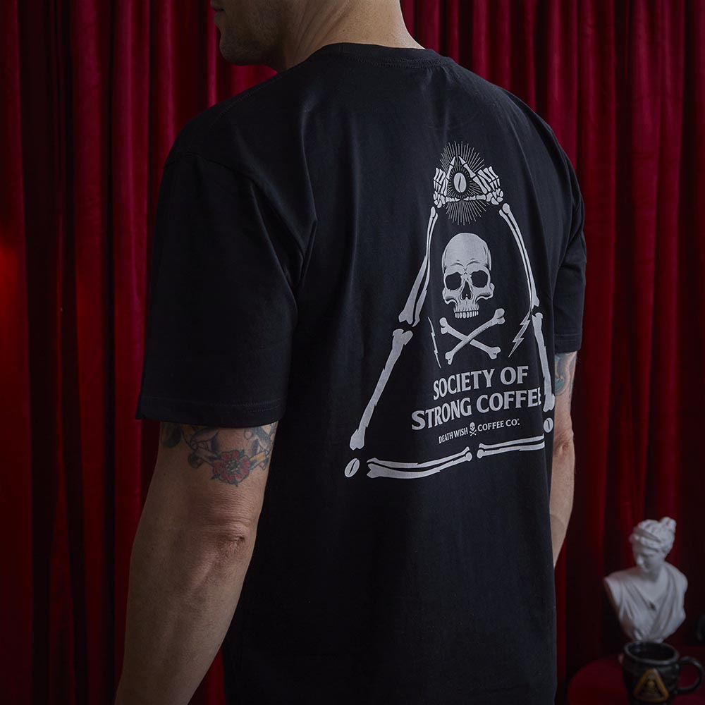 Death Wish Coffee Society Insignia Tee - Back on Model