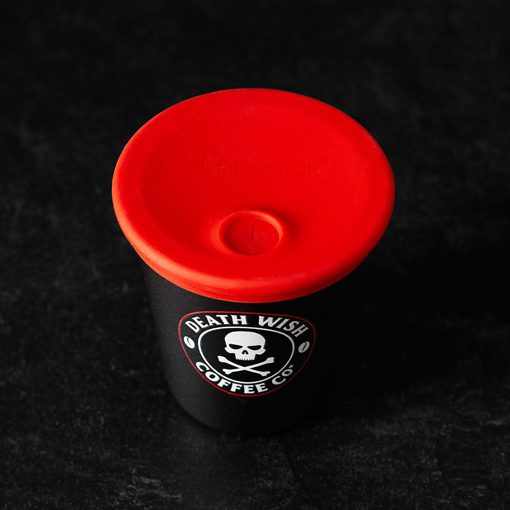 Black Death Wish Coffee Level Up Iced Coffee Cup - lid detail.
