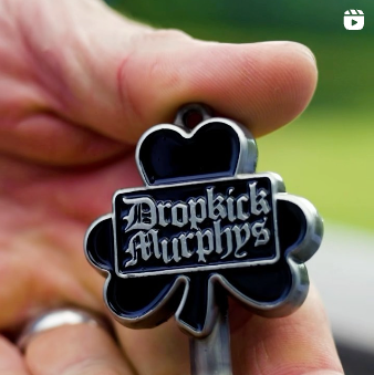 Matt Kelly revealing the newest version of the Dropkick Murphys Drum Key.