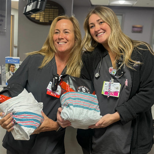 Surprising the winners of the Death Wish Coffee nurses week giveaway.