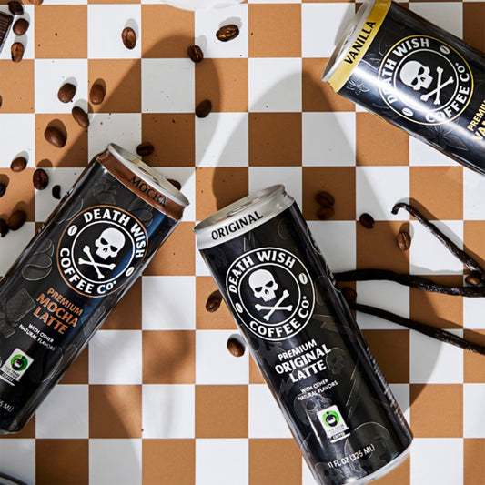 Death Wish Coffee Canned Lattes.