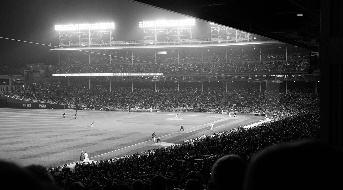 A photo of a baseball stadium at night courtesy of Ryan Arnst via Unsplash.