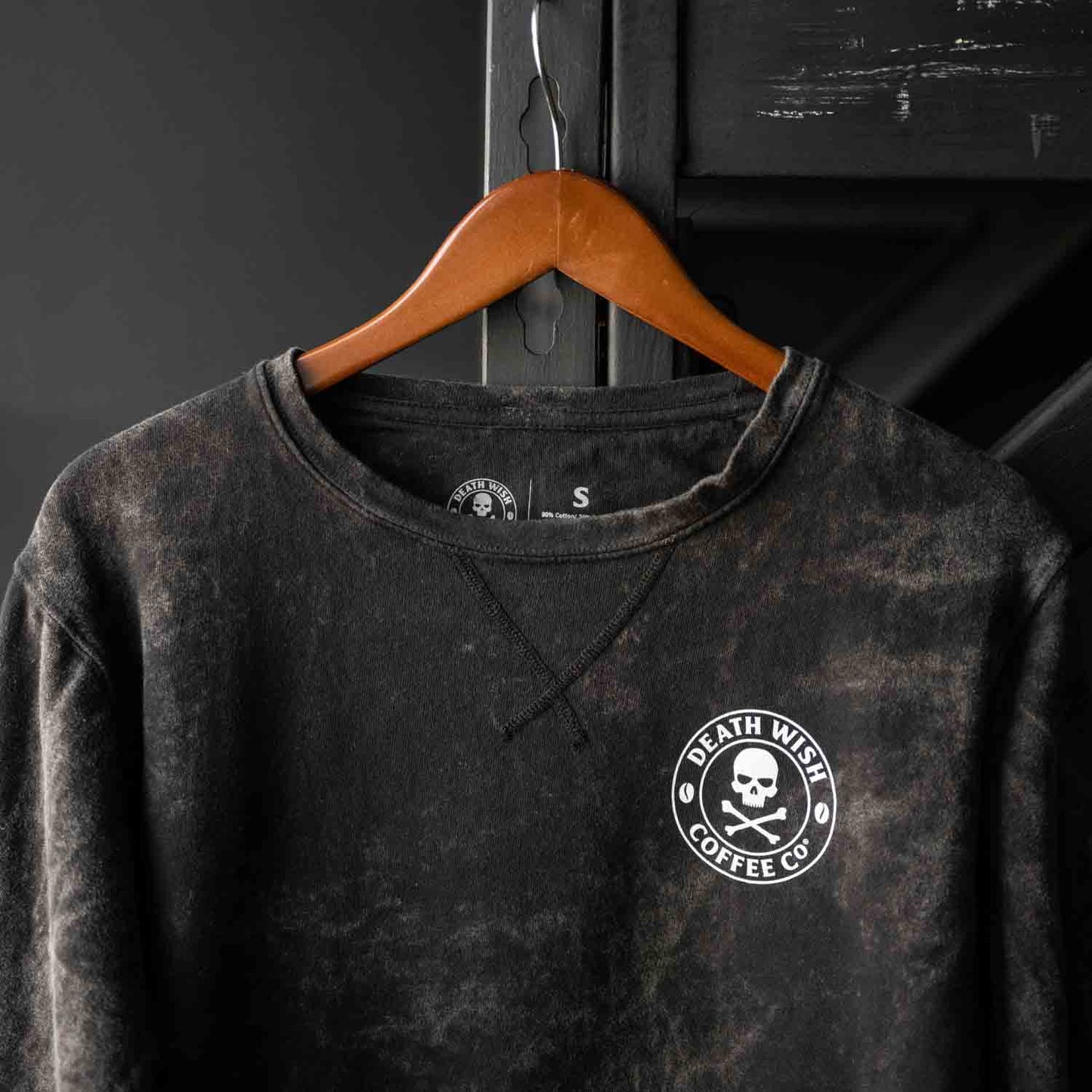 Death Wish Coffee Dye Hard Crewneck - Front Detail