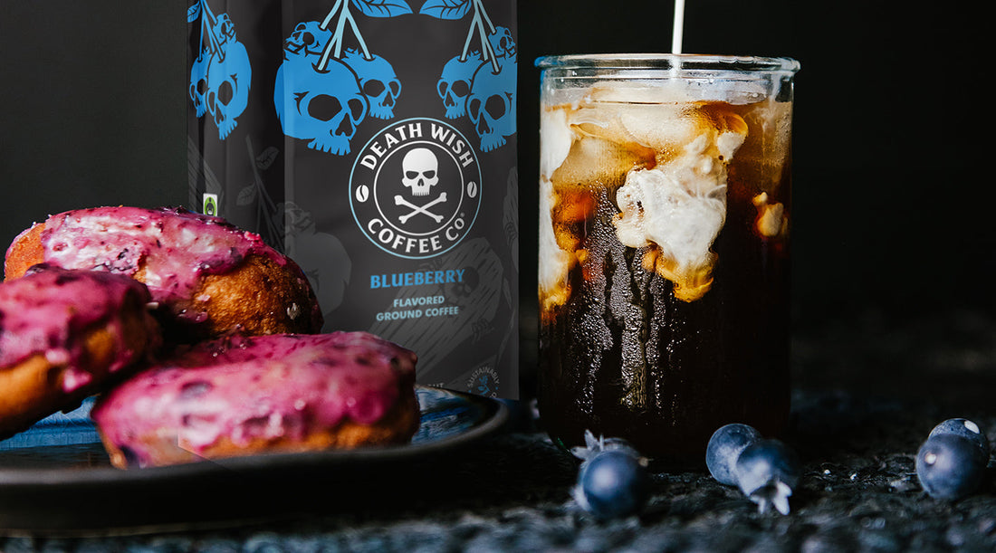 Make your own iced coffee with Blueberry Death Wish Coffee.
