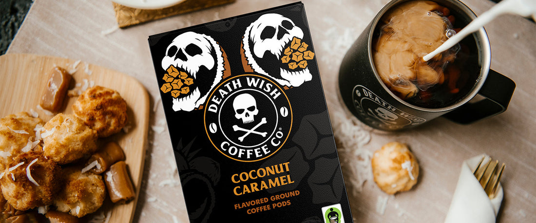 Learn how to make a Toasted Coconut Caramel Latte with Death Wish Coffee.