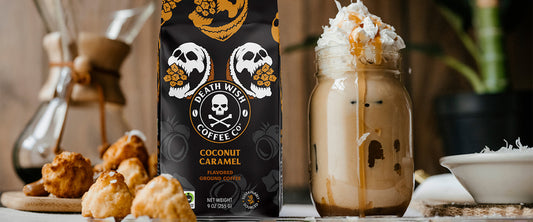 Making Coconut Caramel flavored Death Wish Coffee.
