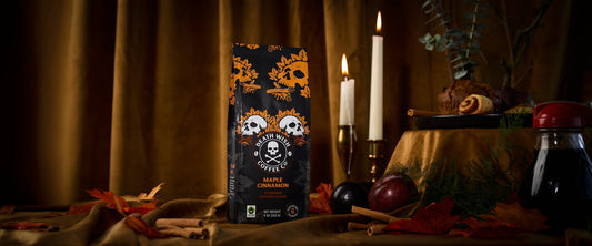 A bag of Maple Cinnamon Death Wish Coffee.