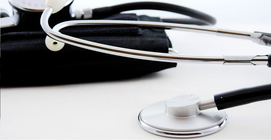 A stethoscope resting on the counter at the doctor's office.