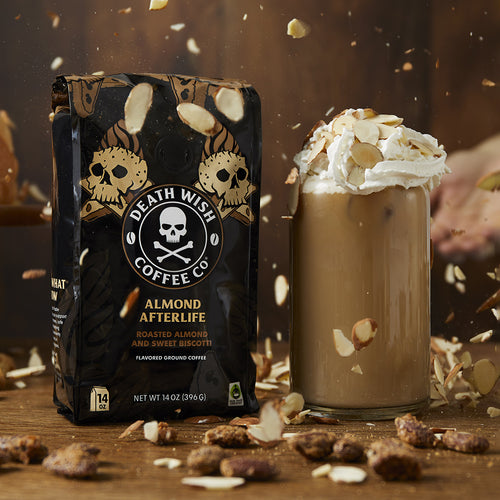 Try Death Wish Coffee Almond Biscotti Flavored Coffee - Almond Afterlife.