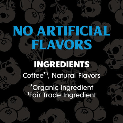 Blueberry flavored Death Wish Coffee - made with no artificial flavors.