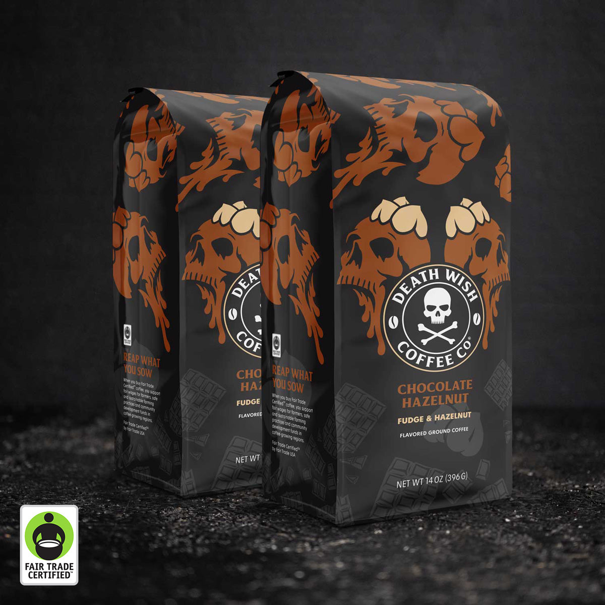 Death Wish Coffee Chocolate Hazelnut Flavored Ground Coffee - 2 Bags