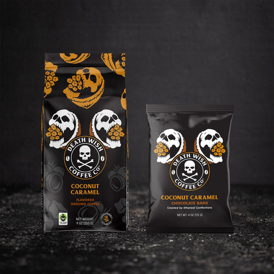 The Death Wish Coffee Coconut Caramel Ground Bundle.