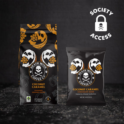Unlock early access to the Death Wish Coffee Coconut Caramel Ground Bundle.