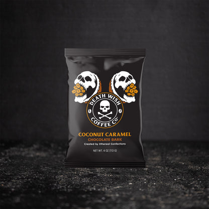 Death Wish Coffee Coconut Caramel Chocolate Bark.