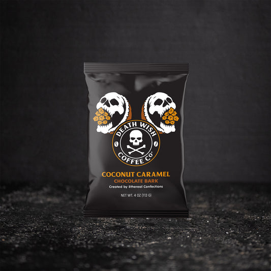 Death Wish Coffee Coconut Caramel Chocolate Bark.