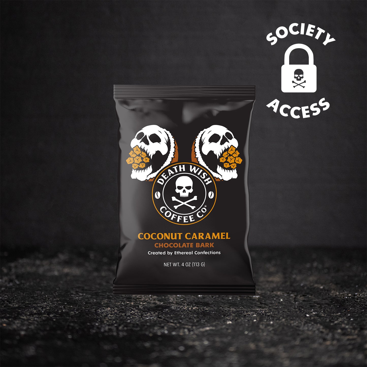 Unlock early access to Death Wish Coffee Coconut Caramel Chocolate Bark.
