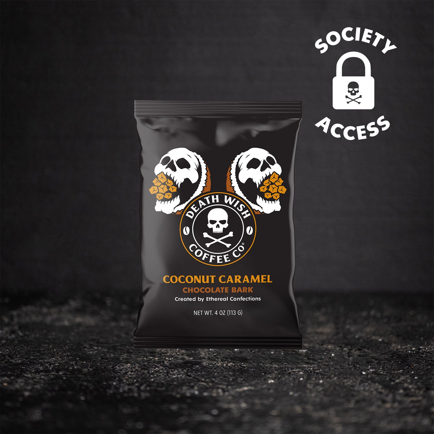 Unlock early access to Death Wish Coffee Coconut Caramel Chocolate Bark.