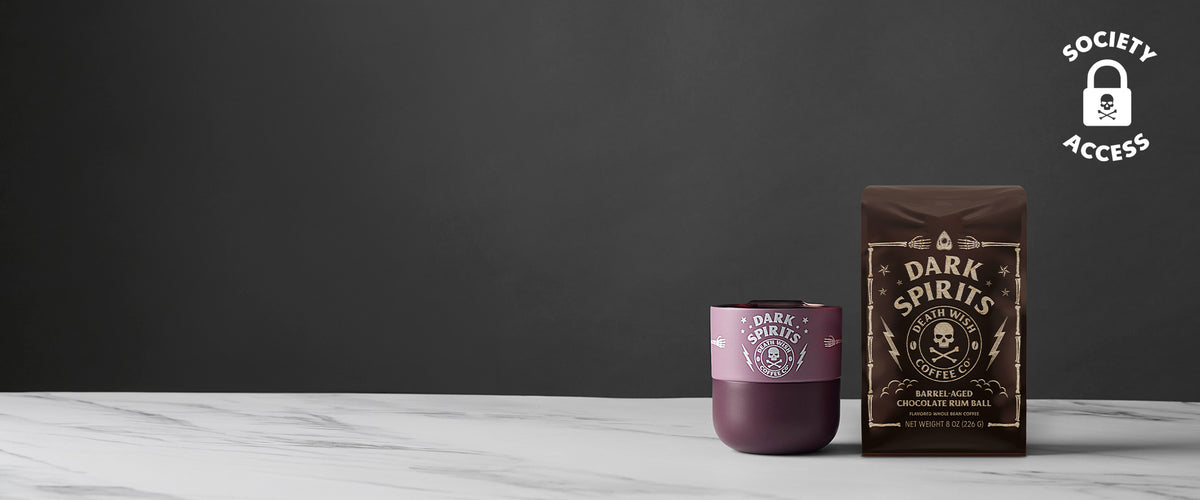 Unlock early access to Dark Spirits Chocolate Rum Ball Coffee and matching Death Wish Coffee merch.