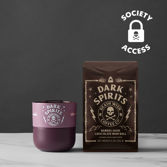 Unlock early access to Dark Spirits Chocolate Rum Ball Coffee and matching Death Wish Coffee merch.