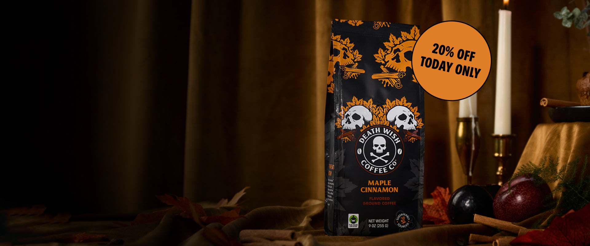 Save 20% Off Maple Cinnamon Death Wish Coffee.