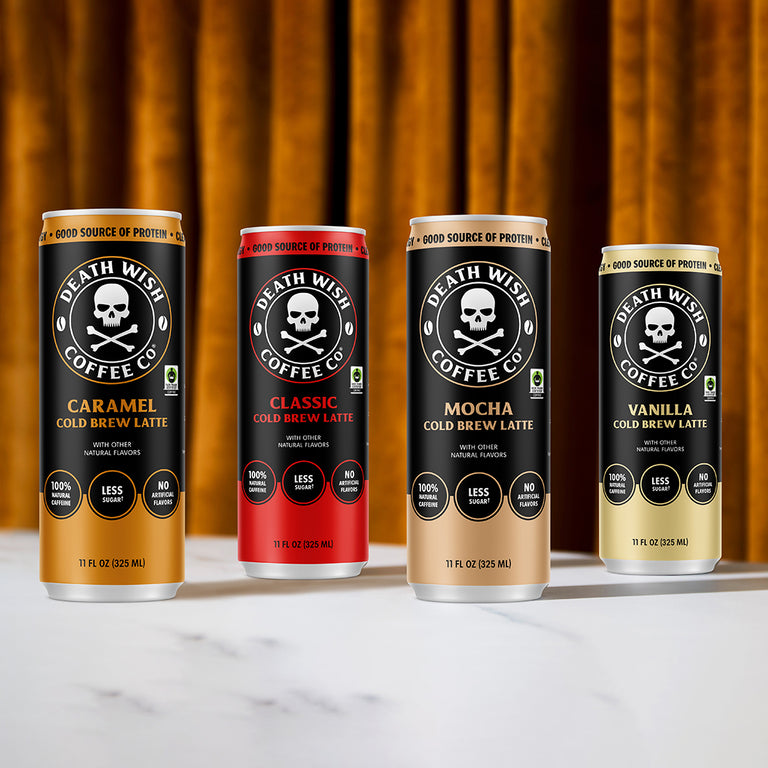 Shop Death Wish Coffee Cold Brew Lattes.