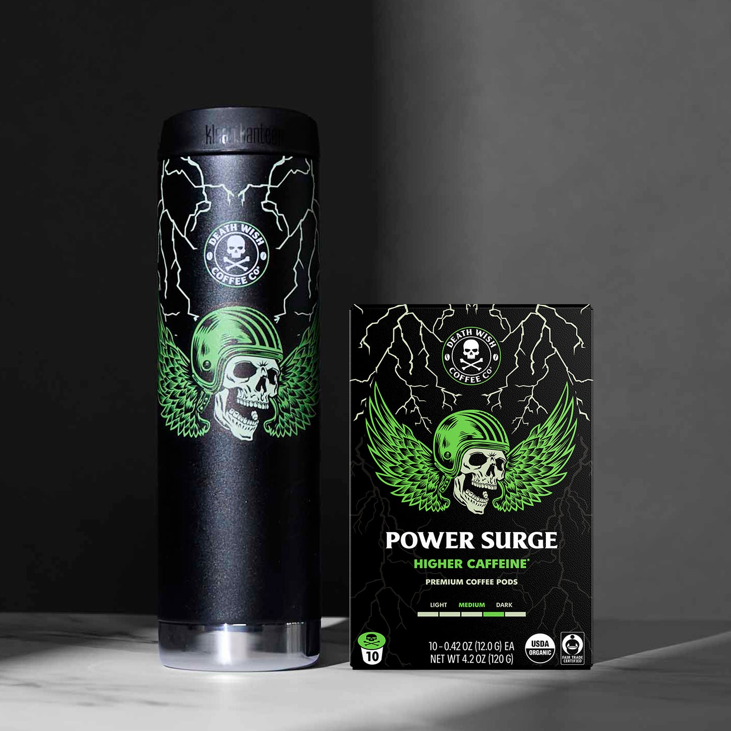 The Death Wish Coffee Power Surge Single-Serve Pod Bundle.