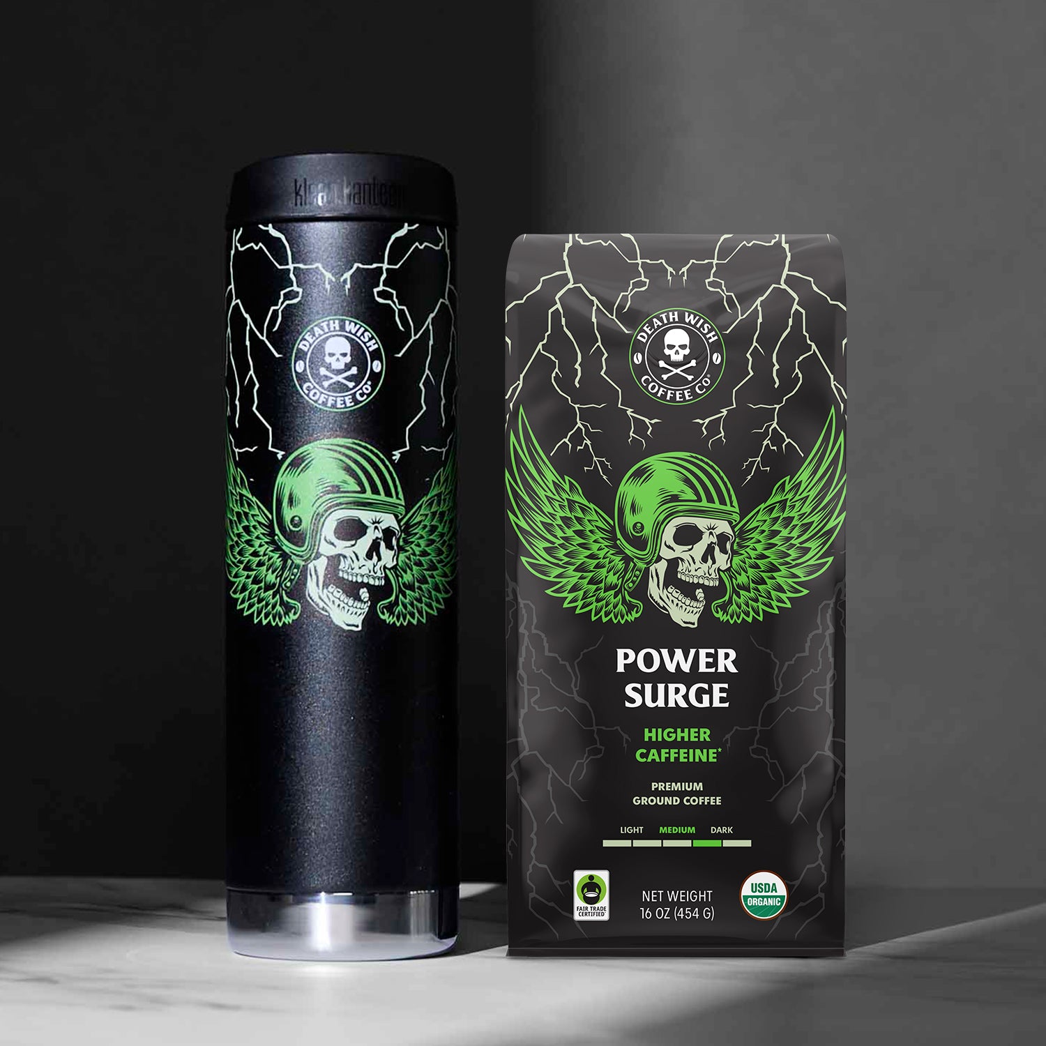 The Death Wish Coffee Power Surge Ground Bundle.