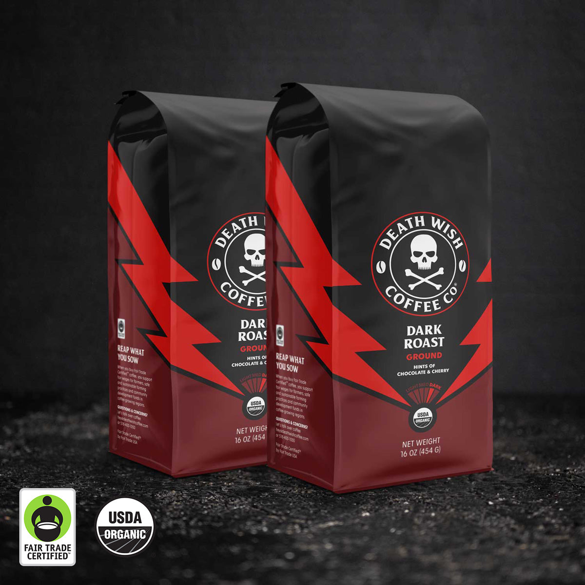 Death Wish Coffee Dark Roast Ground Coffee - 2 Bags