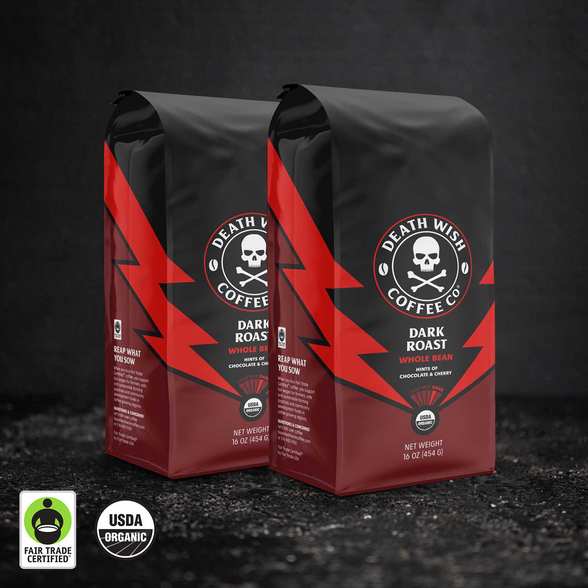 Death Wish Coffee Dark Roast Whole Bean Coffee - 2 Bags