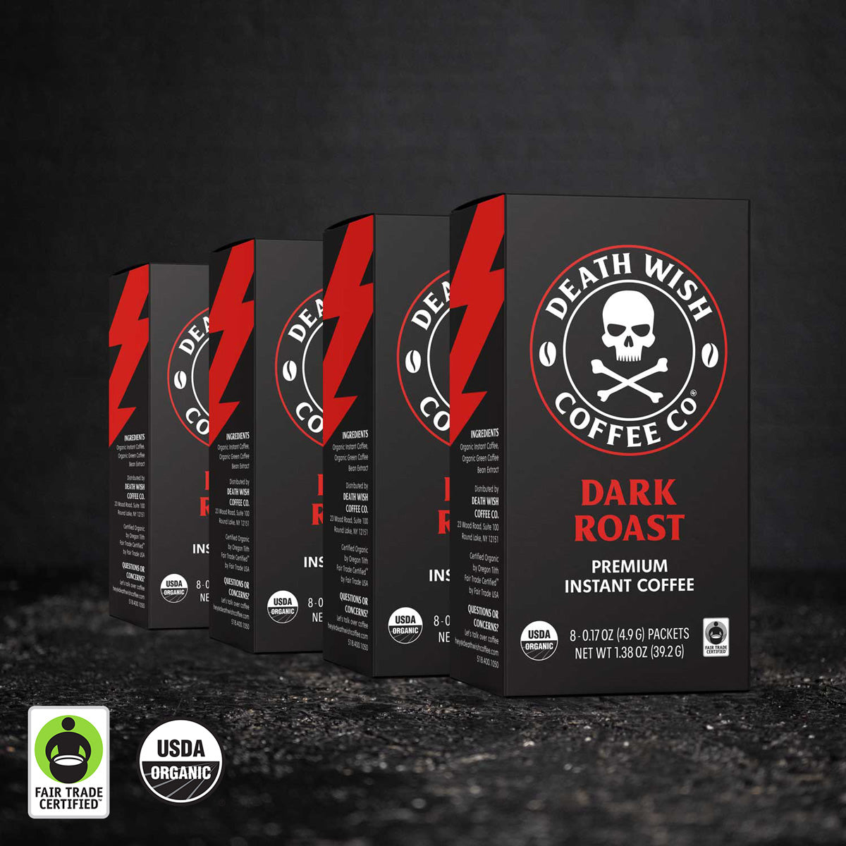 Death Wish Coffee Dark Roast Premium Instant Coffee - 32 Count
