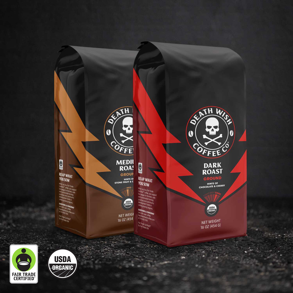 Death Wish Coffee Dark Roast + Medium Roast Ground Bundle