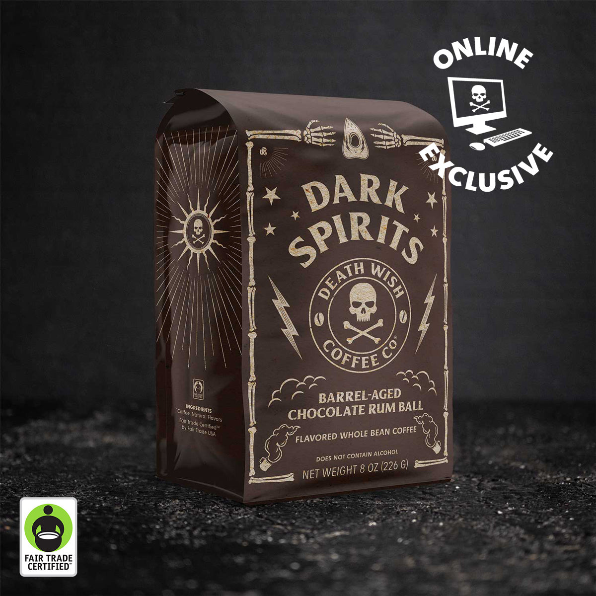 Death Wish Coffee Dark Spirits Barrel-Aged Chocolate Rum Ball Flavored Coffee
