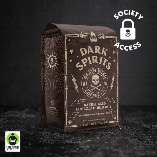 Unlock early access to Death Wish Coffee Dark Spirits Barrel-Aged Chocolate Rum Ball Flavored Coffee.
