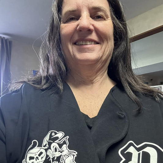 A member of team Pitch Black reppin' their jersey for the Death Wish Coffee Swig League.