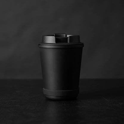 The back of the Death Wish Coffee Revved up Recycled Travel Cup.